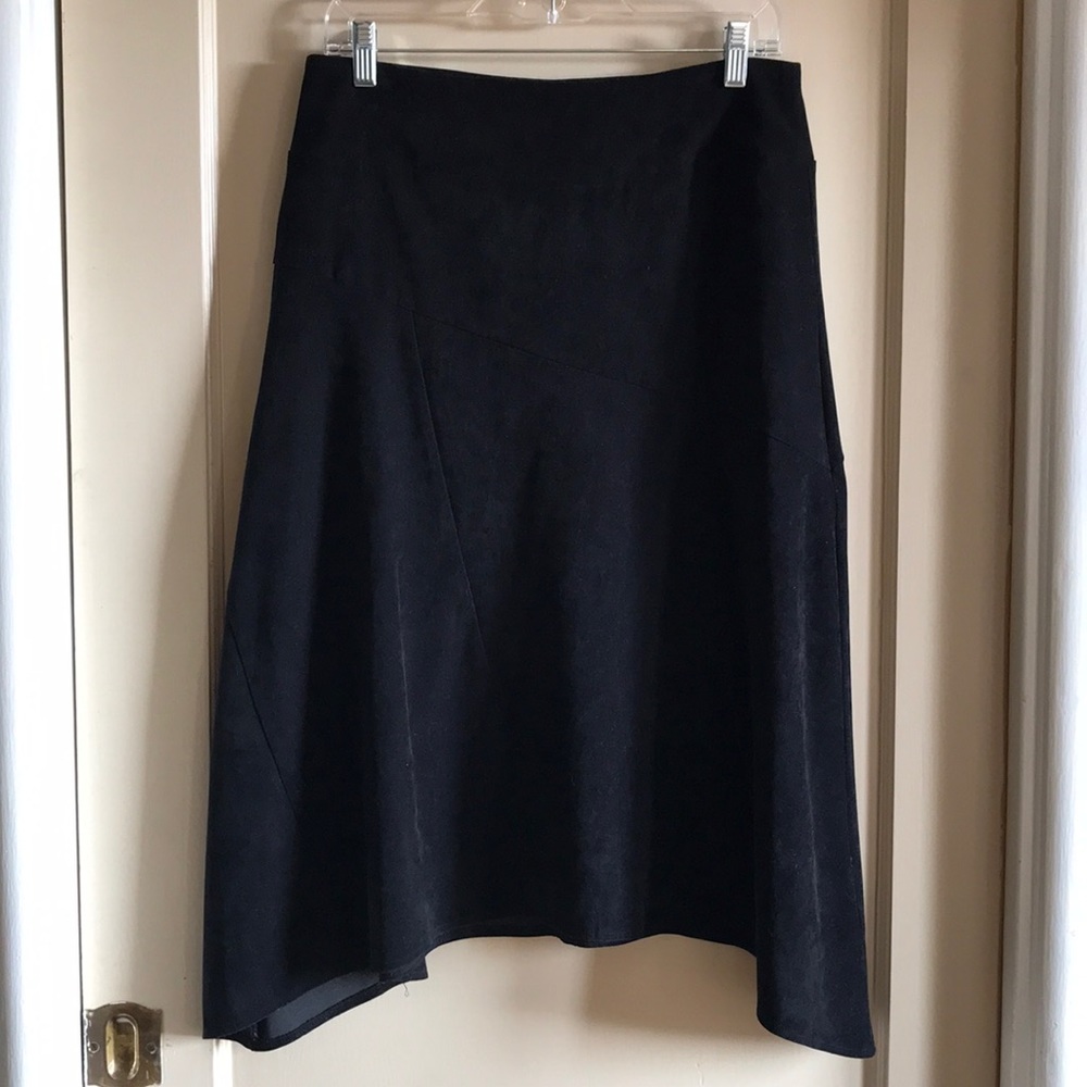 Tribal black suede-feel knee length skirt